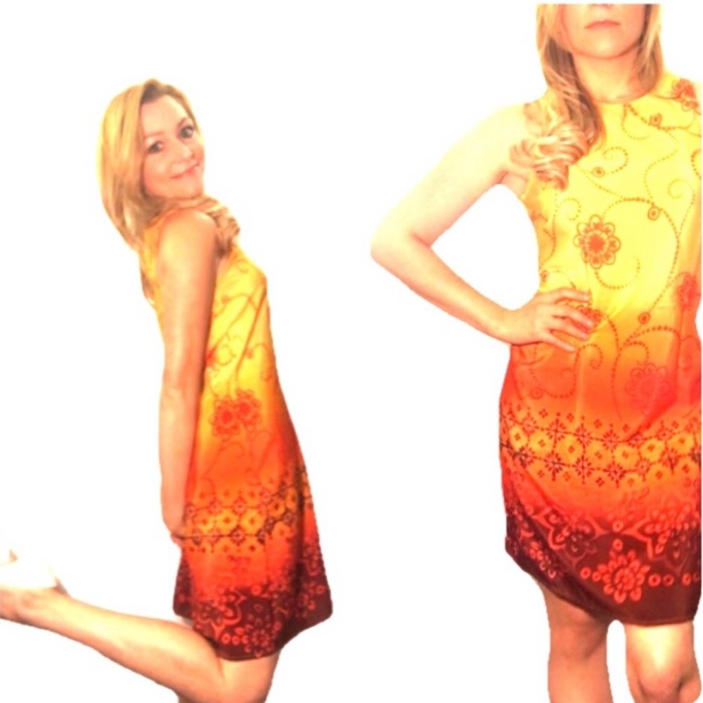 CALIFORNIA CONCEPTS Floral Swirl🌞 Dress To Knee🏆